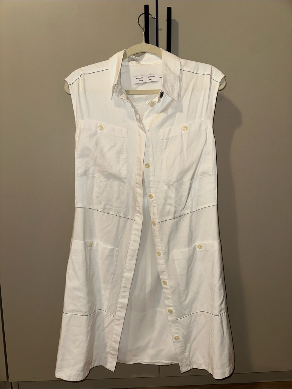 Proenza Schouler White Collared Button Dress Size 4